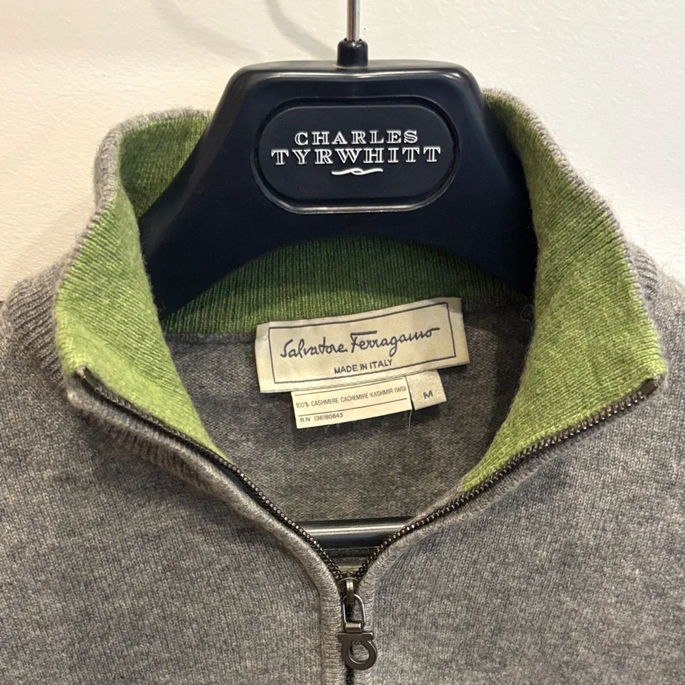 Salvatore Ferragamo Gray Zip-Up Sweater - Picture 2 of 4